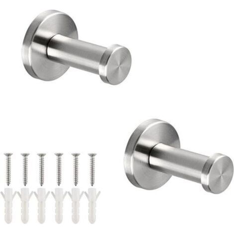 Set di 2 ganci da parete in acciaio inossidabile spazzolato 304 elegante per armadietti del bagno, sala da bagno, cappotti, asciugamani, vestiti 5 cm-Fei Yu (1/5)