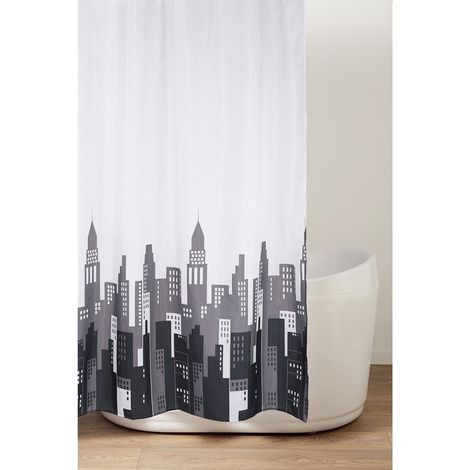 Rideau de douche 180x200cm, polyester, feuilles vertes (1/2)