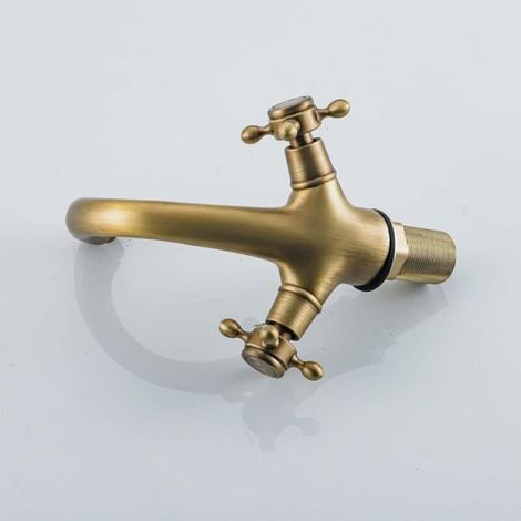Robinet de salle de bain rétro - Laiton antique brossé - Valve en céramique anti-fuite - Mousseur économiseur d'eau (1/5)