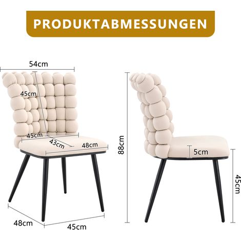 Fauteuils de table en tissu velouté ivoire, pack de 2 avec chaînette – piètement acier noir laqué, assise confortable et stable, design chic et contemporain, idéal pour espace repas, living-room et bo (1/5)