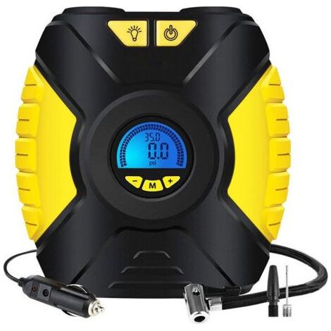 Gonfleur électrique 12V, pression max 100 psi, affichage numérique, 3 adaptateurs de valve, éclairage LED intégré, pour vélo, voiture, ballon (1/5)
