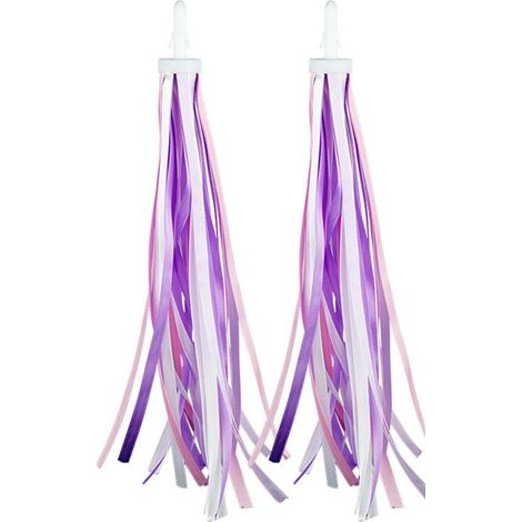 Tassels Pour Guidon - 27 cm - PVC Souple - Pour Vélo Enfant Trottinette Tricycle - 1 Paire - Rose Violet Blanc (1/5)