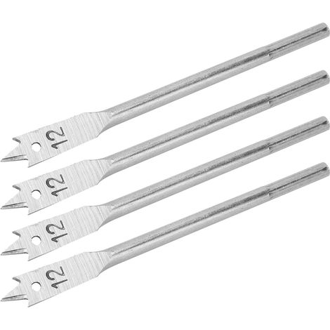 4-teiliges Flachbohrer-Set aus hochkohlenstoffhaltigem Stahl, 12 mm, für Holzbearbeitung und Handarbeiten (1/5)
