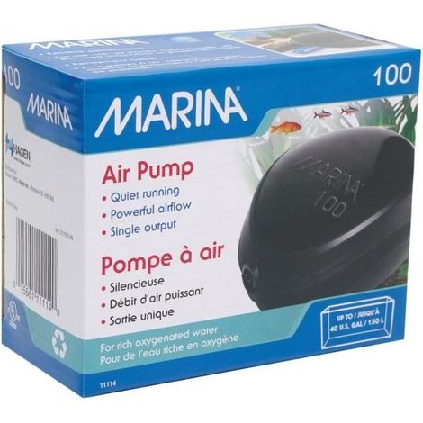 POMPE A AIR 85 L/H POUR AQUARIUM JUSQU'A 150 L MARINA 11114 (1/4)