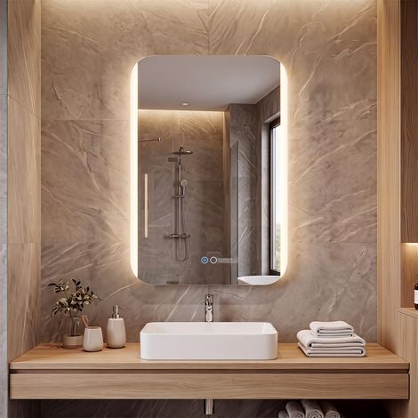 COSTWAY Specchio Rettangolare da Bagno 70 x 50 cm con Luce (1/5)