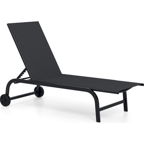 COSTWAY Lettino Prendisole Pieghevole Giardino Sedia A Sdraio Esterno Spiaggia Sdraietta Relax Mobile Mare Piscina Portatile Sun Lounger Reclinabile Terrazzo (1/5)