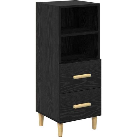 Buffet,Bahut,Meuble de Rangement Chêne noir 34 x 34,5 x 90 cm Bois d'ingénierie CFW19126 (1/5)