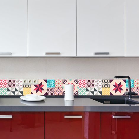 Crédence cuisine en aluminium - Pose autocollante CrazyColor Multicolor - 100 x 20 cm (1/4)