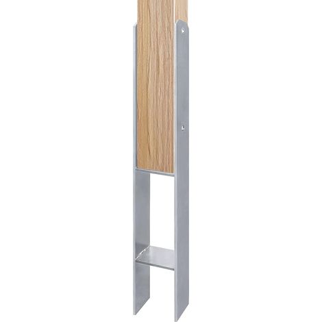 Lot de 2 supports de poteau en H - Galvanisés à chaud - 81 mm - Ancrage en H - Galvanisé à chaud - Longueur : 600 mm - Épaisseur du matériau : 5 mm (2 pièces de 81 mm) (1/5)