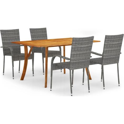 Maison Exclusive - 5-tlg. Garten-Essgruppe Grau (1/5)