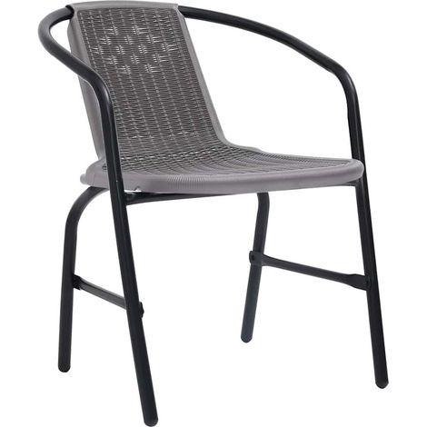 Maison Exclusive - Chaises de jardin lot de 2 Plastique Rotin et acier 110 kg (1/5)