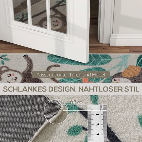 Tapis en polaire à motif jungle, facile d'entretien, crème et multicolore (1/5)