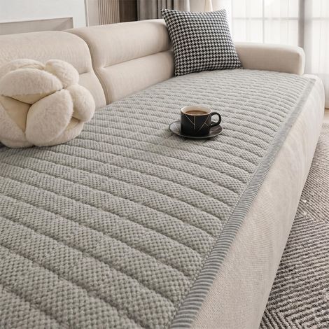 Housse de canapé antidérapante,70x180cm Housse de Canapé, Velours Côtelé Housses Canapés 2-3 Places, Protège Meubles pour Canapé, Tapis, Rebord de Fenêtre,Gris Clair (1/5)