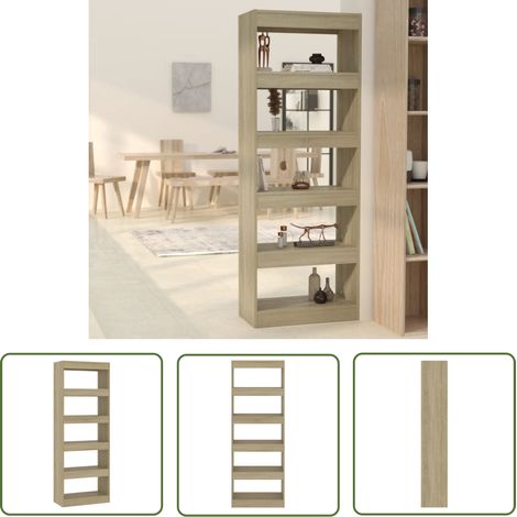 The Living Store Bibliothèque/séparateur de pièce chêne sonoma bois d'ingénierie - Bibliothèque - Meuble Rangement - Étagère - Séparateur Pièce - Bibliothèque Bois (1/5)
