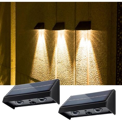 Iluminación decorativa solar para exteriores, resistente al agua (IP54), vallas, patios, escaleras, Luz blanca cálida, Paquete de 2 unidades (1/5)