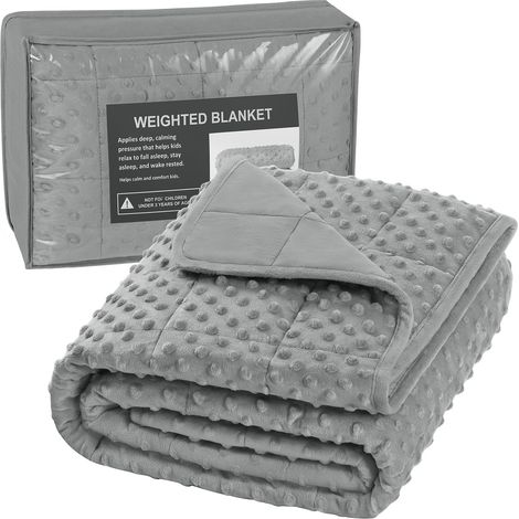 WOLTU Kinder Gewichtsdecke Therapiedecke für Kinder Weiche Baumwolle & Minky Dots Reversible Schwere Decke Entspannungsdecke für Stressabbau,1.4kg, 90x120cm Grau (1/5)