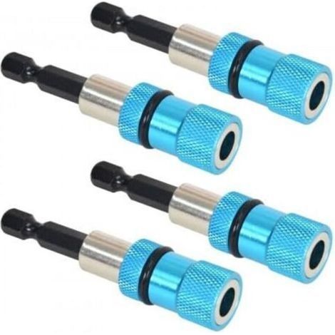 4 Pièces Porte-Embout, Tige hexagonale de 1/4", Porte-Embout Magnétique à Changement Rapide, pour Visseuse Sans Fil et Perceuse Manuelle, 66 mm, Bleu (1/5)