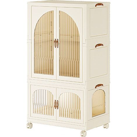 Armoire en plastique pliable transparente design arche pour enfants, rangement vêtements sans installation, S 68.5x42.5x118.5cm (1/5)