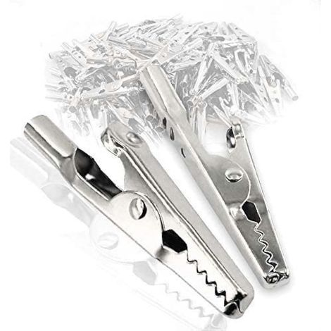 Lot de 50 pinces crocodiles métalliques. Pinces crocodiles pour travaux de laboratoire et tests électriques. (1/5)
