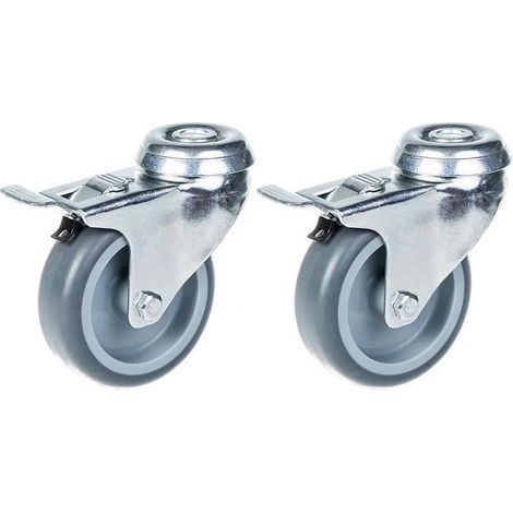 Rollen - Grau - 75mm x 25mm - Drehbar - Bremse - Tragfähigkeit 120kg - Set von 2