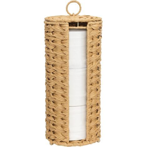 Porte Rouleau Papier Toilette Sur Pied - Panier de Rangement Osier - Réserves à Rouleaux - Porte WC Décoration (1/5)