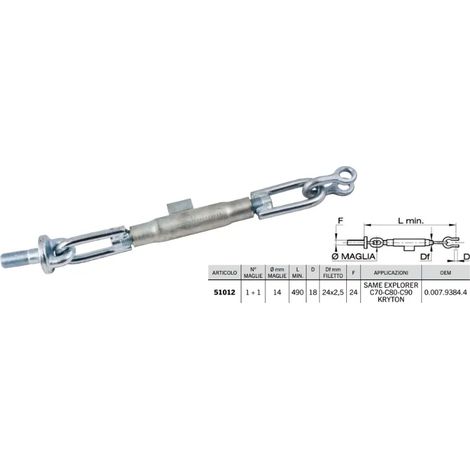 Catena imbrigliamento 51012 Cermag SAME 1+1 maglie A14mm L490mm filetto M24x2,5