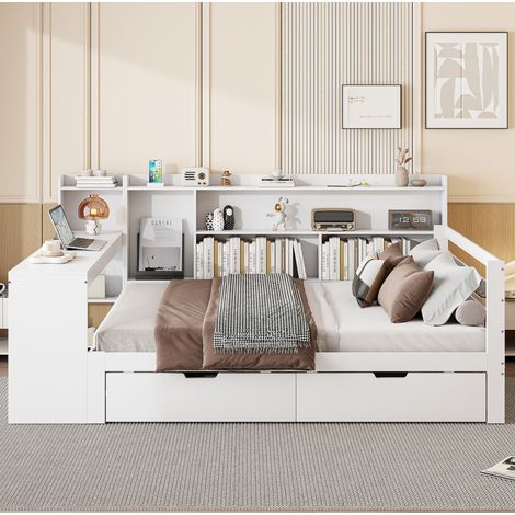 sofá cama con escritorio y almacenaje madera 140x200 OKMYHOME (1/5)