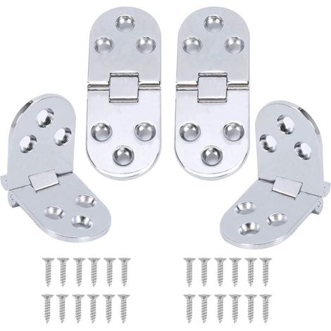 4Pcs Charnières Pliantes en Alliage de Zinc, 180 Degrés pour Table et Cabinet, Invisible avec Vis - Argent (1/4)