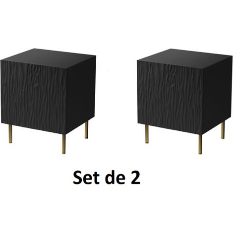Table de chevet Set de 2 Noir mat 44x54x41 cm de haute qualité YOUNGE (1/4)