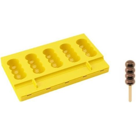 PAVONI Moule Silicone Platinium Bubbles snack Jaune avec 50 batonnets bois (1/5)