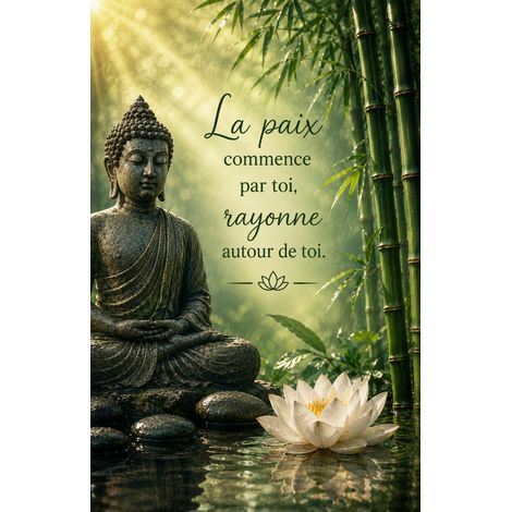 Plaque Bouddha méditation 30 × 20 cm décoration zen (1/2)