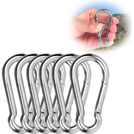 6 Mousquetons en Acier INOX 304 Petit Mousqueton 40 mm x 4 mm Mousqueton de Fixation avec Fermeture à Clip pour Les Outils de (1/5)