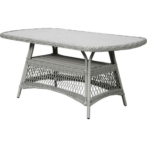 Hvalo Table de jardin 165 x 90 cm, avec plateau en verre, couleur sable. (1/5)