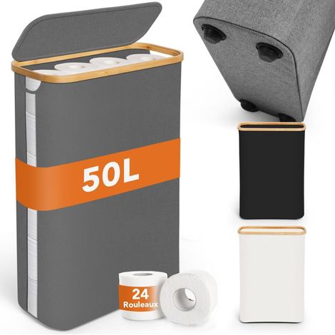 (50L) Große Aufbewahrungsbox mit Deckel, für 16-24 Zoll lange Toilettenpapierrollen, sichtbares Papierfach mit Füßen (1/5)