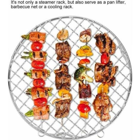 Gril - Gril rond en acier inoxydable, grille de cuisson et de refroidissement empilable avec pieds, diamètre 20 cm (1/4)