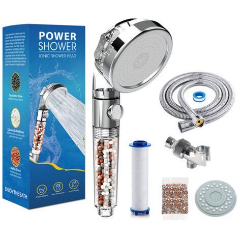 Handheld Filtered Shower Head, Water Saving Shower Filter, Helps Dry and Itchy Skin, Removes Chlorine and Fluoride, Hard Water Softener, Easy Installation (Complete Set) (1/5)