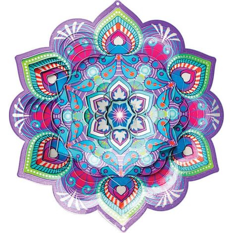 Suspension Éolienne Mandala Fleur de Lotus en Acier Inoxydable Bleu 30 cm 12MSF300 - PANGIVO
