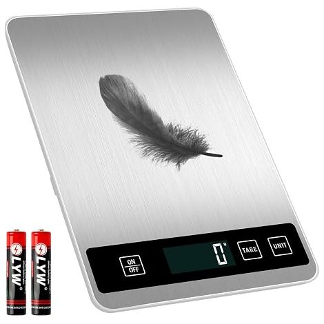 Digital Kitchen Scales, High Precision Electronic Scales, Digital Scales up to 15 kg, Stainless Steel Scales, Multiple Weight Units, Skin Function (1/5)