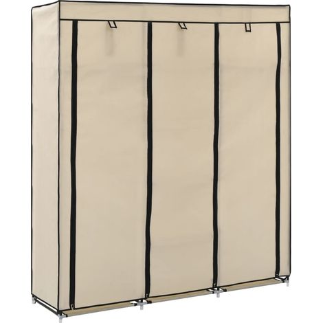 Armario con compartimentos y varillas tela crema 150x45x175 cm vidaXL (1/5)