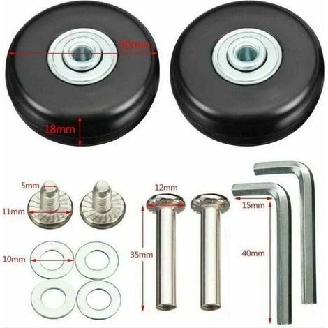 Roues de valise 50 mm – Lot de 4 roulettes silencieuses en caoutchouc – Capacité de charge jusqu'à 51 kg – Remplacement facile pour bagages (1/4)