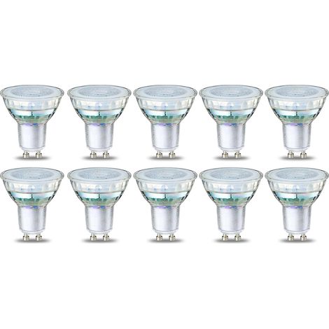 Lampadine LED GU10 di base per faretti, 5,5 W (equivalenti a 60 W), filamento trasparente, luce bianca calda, non dimmerabili - confezione da 10 - AquaForge (1/5)