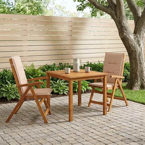 vidaXL Conjunto de comedor de jardín de 3 piezas 2 plaza Beige (1/5)