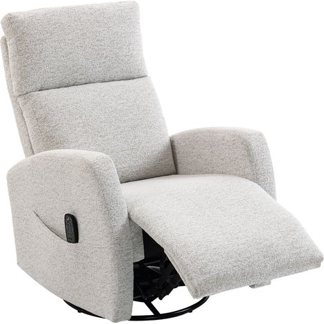 Massagesessel mit Heizfunktion, Chenille-Bezug, verstellbare Rückenlehne, 360° drehbar, cremefarben (1/5)