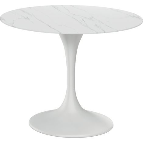Tavolo Fisso Side 100x100x76 cm Top in Ceramica Marmo Bianco (1/3)