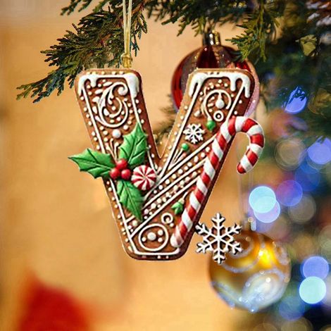 Ornement Lettre De Noël - Décoration En Acrylique Pour Arbre Ou Couronne - 26 Pièces - 10 cm - DIY Personnalisable (1/4)