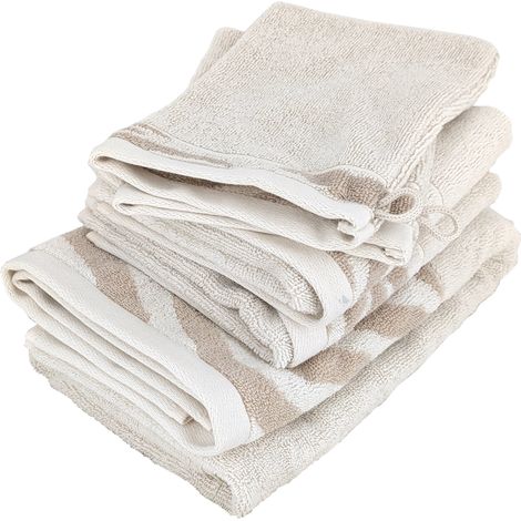 Parure de bain par 4 ZEBRA SOFT uni bord zèbre beige (1/5)