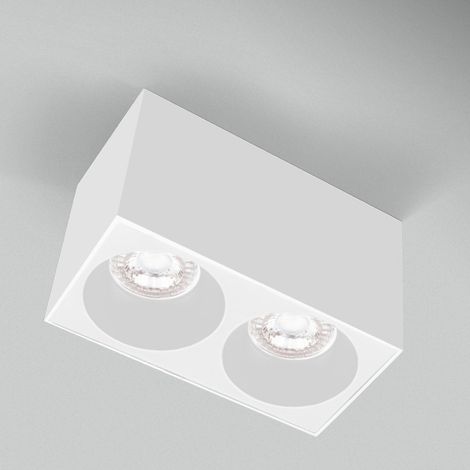Double Spot GU10 Essentiel Cube blanc Intérieur blanc