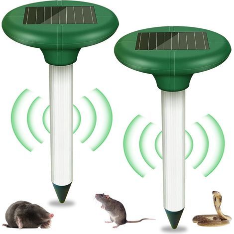 Lot de 2 répulsifs solaires anti-taupes : répulsif anti-campagnols solaire, étanche IP65, répulsif à ultrasons pour la répulsion, lutte contre les taupes, lutte contre les parasites pour le jardin (1/5)