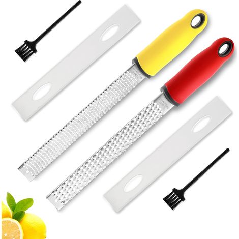 Zitronenschale und Parmesankäse. Zitrone, Knoblauch, Muskatnuss, Schokolade, Obst, Gemüse, Ingwerreibe – Käsereibe, Edelstahl, 2er-Pack. (1/5)