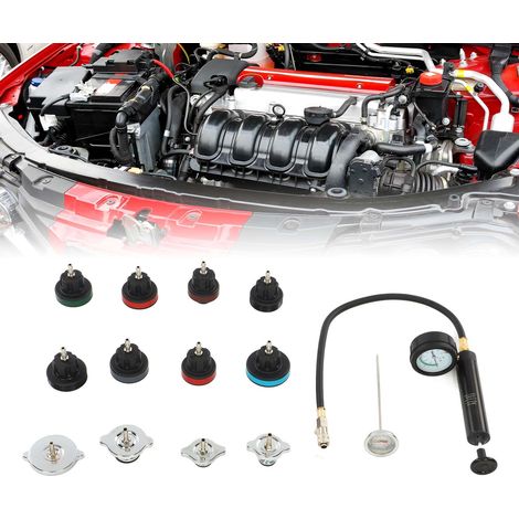 (Vidéo disponible) Kit de test de contrainte de radiateur, en nylon, compatible avec Peugeot, Subaru, Chrysler, Acura, Mitsubishi, Nissan (livré en boîte carton) (YS-065) (Surdimensionné) (Surpoids) (1/5)